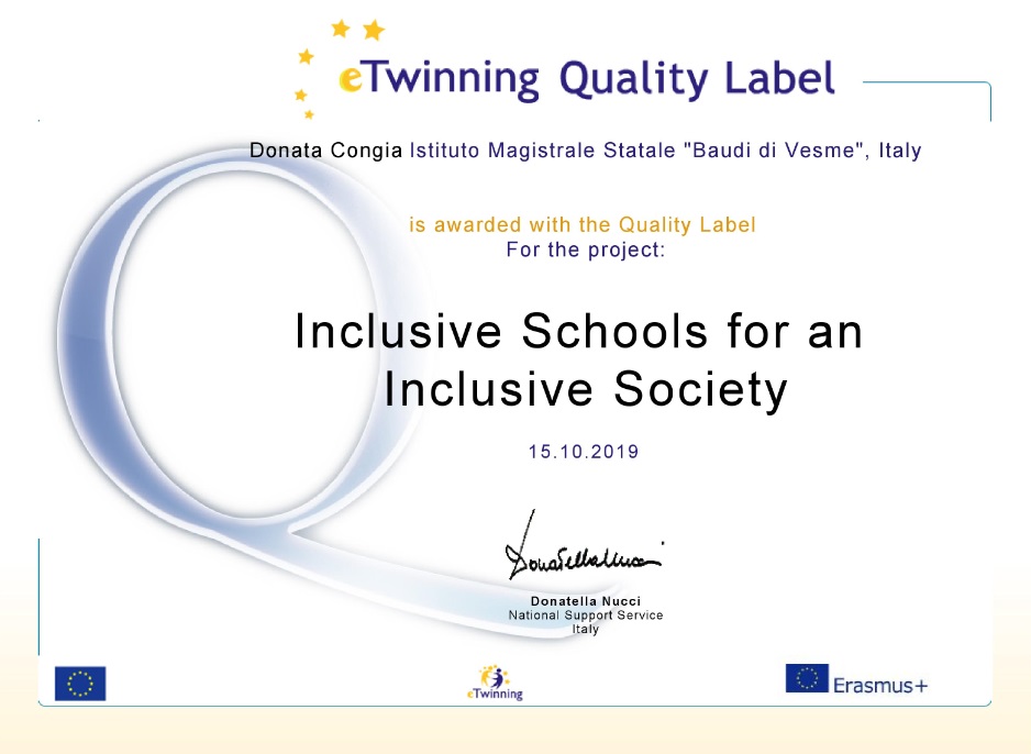 Erasmus e Twinning Quality Label 2019